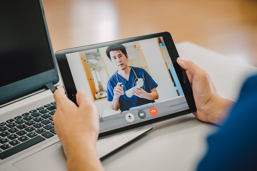 Telemedicine and home healthcare concept of telehealth video call with doctor online